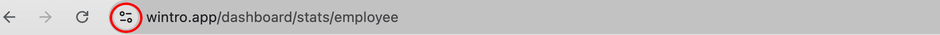 The site information icon, just left of the address bar in Chrome