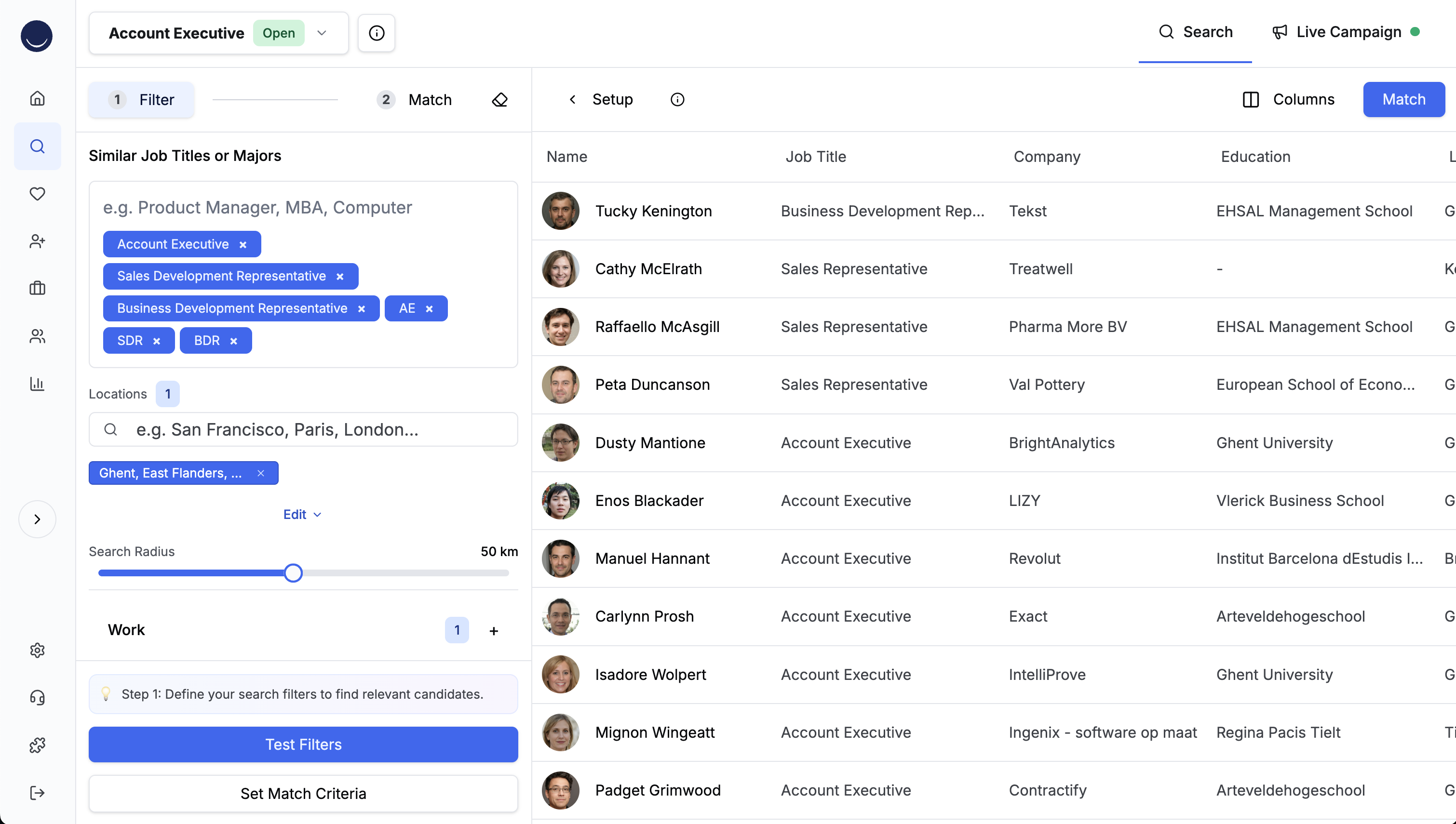 Search Filters Setup