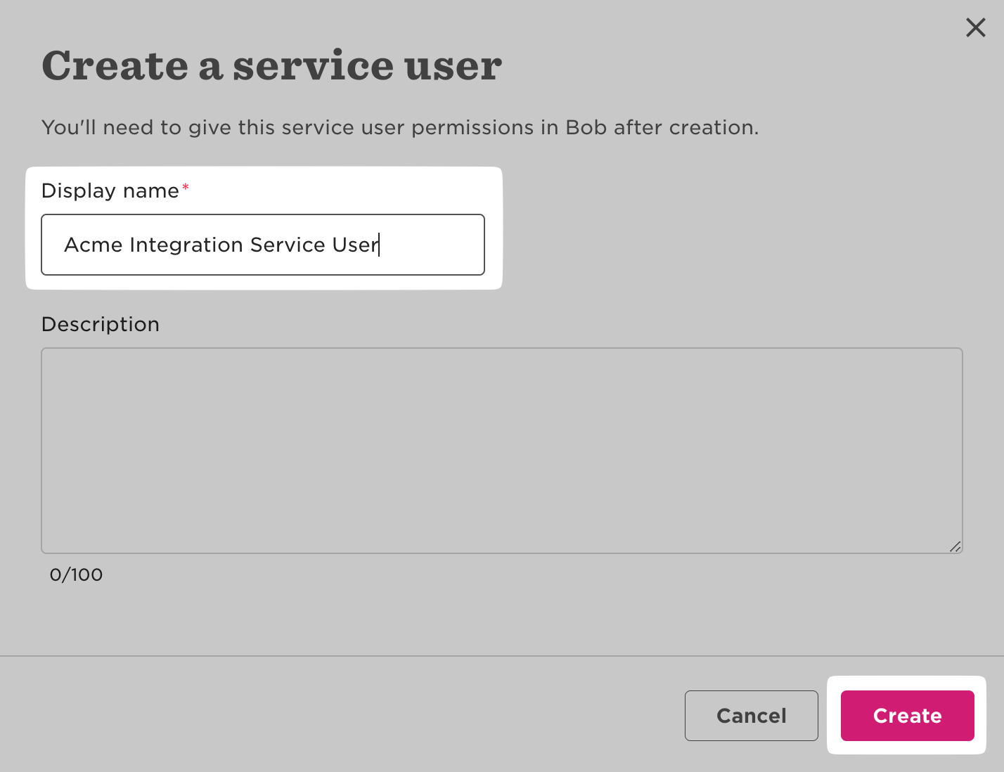 Naming the new service user